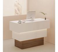 Modern Reception Desk with Soft Lighting Stylish Front Counter for Salons & Retail Stores Elegant Receptionist Table Contemporary Design for Professional Spaces