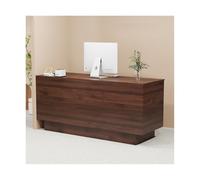 Modern Reception Desk with Storage - 51.2in Compact Checkout Table for Retail, Offices & Lobbies - Stylish Front Counter for Shops & Businesses, Perfect for Customer Service