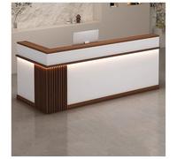 Modern Reception Desk with Storage Drawer, Stylish Office Writing Desk, Natural Wood Finish for Home/Office, Ideal for Checkout, Lobby, Beauty Salon (B4, 120cm/47in)