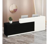 Modern Reception Desk with Storage Drawers & Open Shelves, 100-180 cm Front Counter Table for Office, Salon, Lobby, Retail Store, Home Workspace - Black & White, Right - 120x100x60cm