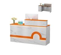 Modern Reception Desk with Storage,Keyboard Tray,LED Lights,Lockable Drawer and Cable Management Hole,for Art Exhibition, Auditorium(B,Right,200X45X100CM)