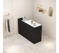 Modern Reception Desk with Storage - Stylish Black & White Front Desk Counter with Locking Drawer for Salon, Retail, Clothing Shop - 120×50×100cm, Contemporary Design