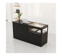 Modern Reception Desk with Tempered Glass Screen - Retro Design for Retail Stores Stylish Customer Service Counter Commercial Furniture Elegant Display Solution