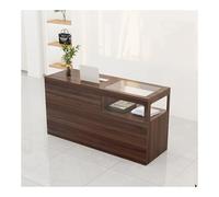 Modern Reception Desk with Tempered Glass Screen - Retro Design for Retail Stores - Stylish Customer Service Counter - Durable & Elegant Reception Furniture