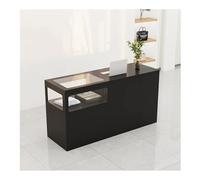 Modern Reception Desk with Tempered Glass Screen - Retro Design for Retail Stores Stylish Customer Service Counter Contemporary Checkout Furniture