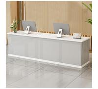 Modern Reception Desk, Wooden Checkout Counter with Lockable Shelf, Stylish Cashier Table for Salon, Office, Restaurant - 39in Corner Computer Desk (A17)