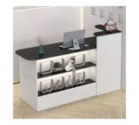 Modern Reception DeskL-Shaped Cashier Counter Curved Reception Desk Checkout Unit for Retail Beauty Salons Offices Lobby Use,（Black,RIGHT_120CM/47.2IN）