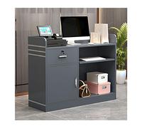 Modern Reception DeskL-Shaped Reception Desk Modern Office Reception Counter Stylish Checkout Table for Convenience Stores Hair Salons & Clothing Shops,（Grey,100CM/39.4in）