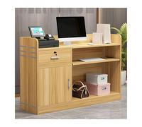 Modern Reception DeskL-Shaped Reception Desk Modern Office Reception Counter Stylish Checkout Table for Convenience Stores Hair Salons & Clothing Shops,（Light Walnut,100CM/39.4in）