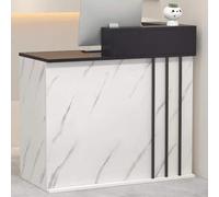 Modern Reception DeskL-Shaped Small Reception Desk with Lockable Drawer Front Counter for Lobby Checkout Stylish Retail Table,（Multi-colored+black,80cm）