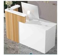 Modern Reception DeskL-Shaped Workstation Front Table with Drawers, Secure Storage Checkout Counter,（Wood,R-47.2x23.6x29.5in）