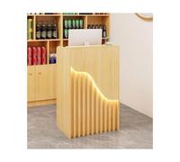 Modern Reception DeskModern Checkout Counter & Cashier Workstation for Retail Office - Space-Saving Welcome Unit for Efficient Customer Service,（Golden Wood Color,80cm/31.5in）