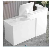Modern Reception DeskModern L-Shaped Front Desk Reception Table with Drawers Checkout Counter Workstation Secure Storage Solution for Office,（White,L-47.2x23.6x29.5in）