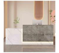 Modern Reception DeskModern L-Shaped Reception Desk with LED Lights Retail Checkout Counter & Storage Shelves for Salon Lobby & Office,（A7,L-47.2x23.6x39.3in）