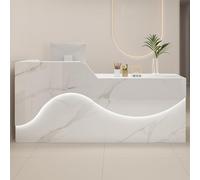 Modern Reception DeskModern Reception Desk with LED Lighting L-Shaped Baffle Lockable Drawer & Cable Management, for Office Lobby & Professional Spaces,（Multi-colored,100cm）