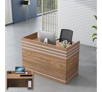 Modern Reception DeskStylish Office Counter Retail Checkout Station Salon Reception Furniture for Boutique Spa European Oak Finish 180cm (70.8in)