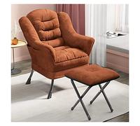 Modern Reclining Cotton Fabric Lounge Chair with Ottoman High Back Single Leisure Sofa Chair with Armrests and Thick Padding