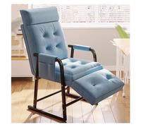 Modern Reclining Lazy Chair with Adjustable Backrest Linen Fabric Side Pocket 10 Angles for Reading Comfortable Blue Lounge Sofa Chair