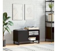 vidaXL Record Cabinet- Black - Engineered Wood, with Industrial Style Iron Feet - Ample storage space for LP Records - 85x38x48 cm