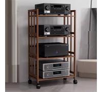 Modern Record Player Stand 2/3/4/5-Tier Audio Rack Heavy Duty Media Stand with Adjustable Shelves Stylish Stereo Speaker Mount Cabinet (31.5" Long)