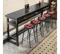 Modern Rectangle Bar Table - Stylish Wood Pub Table for Kitchen, Living Room, and Cafe - Easy Assembly - Black Finish (200x40.1x104cm)