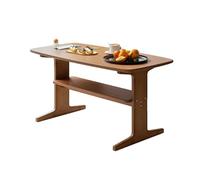 Modern Rectangle Coffee Table 2-Tier,Bamboo Double-Layer Table,Mid Century Center Tables with Shelf Storage,Center High Legs for Living Room,Natural,100 * 60cm