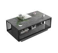 Modern Rectangle Wooden Coffee Table - Double-Layer Storage Design with Thickened Steel Pipe for Living Room & Office, Gray Finish, 47.2” x 23.6” x 15.7”