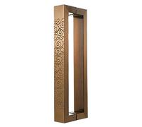 Modern Rectangular Carved Pattern Door Handle,Double Sided Rustic Commercial Door Handles,Heavy Duty Hardware Set for Glass/Wood/Metal Doors(Brass-42.5cm/16 3/4in)