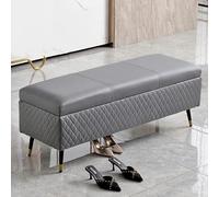 Modern Rectangular Faux Leather Storage Ottoman - Upholstered Entryway & Bedroom Footrest - Versatile Home Living Room nizer - Green & Dark Grey 80x40x45cm (31x16x18inch)