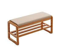 Modern Rectangular Leather Ottoman Storage Bench - Upholstered Vintage Footstool with Removable Cushion for Hallway Living Room Bedroom - Cherry Wood Shoes nizer (100x30cm)