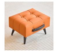 Modern Rectangular Vanity Stool with Handle Cushioned Eco-Leather Ottoman Portable Accent Chair for Living Room & Entryway Stylish Home Furniture
