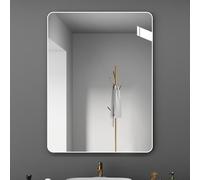 Modern Rectangular Wall Mirror 40x60cm Aluminum Frame Bathroom Mirror Decorative Vanity Mirror for Living Room Bedroom & Entryway White Finish