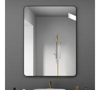 Modern Rectangular Wall Mirror Aluminum Frame Bathroom Mirror Decorative Accent for Vanity Living Room Bedroom Entryway Wall Decor (Black 30x40cm/12x16in)
