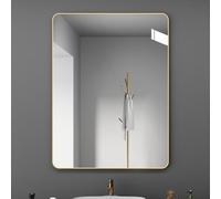 Modern Rectangular Wall Mirror Aluminum Frame Bathroom Mirror Decorative for Vanity Living Room Bedroom Entryway Wall Decor (Gold 30x40cm/12x16in)
