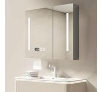 Modern Recular LED Bathroom Mirror with AntiFog SpaceSaving Sto Touch Control Clock WallMounted Design for Enhanced Illuminat and Sle