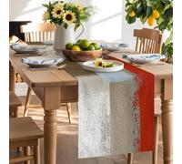 Modern Red Blue Brown Graffiti Table Runner 120 Inches Long, Rustic Mottled Texture Washable Table Runners Heat-Insulation Kitchen Dining Table Decorations for Home Party Decor 13x120in