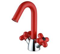 Modern Red Brass Bathroom Sink Faucet - 2-Mode Flower Handle Mixer Tap with Flip Bubbler for Stylish Vanity & Sl asin Fixture in Contemporary Bathrooms
