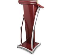 Modern Red Curved Stainless Steel Lectern Podium - Ideal for Office & School Presentations, Conference Speaking, Public Speaking, and Meetings
