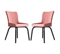 Modern Red Dining Chair Set - 2 Metal Frame Kitchen Chairs, Stylish Upholstered Fabric, Versatile for Home, Hotel, Makeup Stool, Simple & Elegant Design