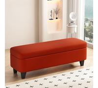 Modern Red Velvet Storage Bench Large Rectangular Upholstered Ottoman for Living Room Entryway & Bedroom - Stylish Foot of Bed nizer and Furniture Solution
