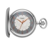 Modern Regent P-728 Chrome Quartz Savonnette Pocket Watch with Chain