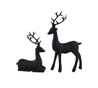 Modern Reindeer Sculpture Set, Black Resin Elk Statues for Home Desk Decor, Christmas Ornament, Birthday Gift for Family Friends, Indoor Outdoor Decorative Figures