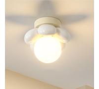 Modern Resin Flush Mount G9 Ceiling Light Flower Shape Globe Lamp Milk White PE Shade Elegant Close to Ceiling Fixture for Hallway White Cream Black