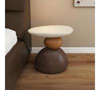 Modern Resin Nightstand Decorative Side Table Irregular Coffee Table Creative Round End Table for Bedroom Living Room Balcony - White Accent Fur