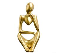Modern Resin Thinking Man Sculpture Figurine for Home Decoration, Nordic Abstract Art Ornament, Creative Pose Statue for Living Room, Entrance Hall or Office Desk Display- 6x5x13cm(Gold B)