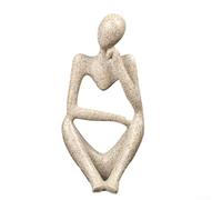 Modern Resin Thinking Man Sculpture Figurine for Home Decoration, Nordic Abstract Art Ornament, Creative Pose Statue for Living Room, Entrance Hall or Office Desk Display- 6x5x13cm(Sandstone B)