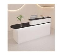 Modern Retail Cash Counter Versatile Reception Table for Store Stylish Checkout Desk SpaceSaving Design Ideal for Shops & Offices (Black & White LEFT_120C)