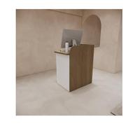 Modern Retail Counter Reception Desk with Lockable Drawer Small Wooden Cashier Table for Checkout Clothing Store & Clinic A4 Size (80cm/31.5in)