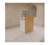 Modern Retail CounterReception Desk with Lockable Drawer Small Wood Cashier Table for Checkout Clothing Store & Clinic Use (A3 50cm/19.7in)