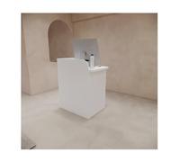 Modern Retail Reception Desk - Small Wood Cashier Table with Lockable Drawer for Checkout & Clothing Stores - Stylish Reception Counter (B2, L60cm/23.6in)